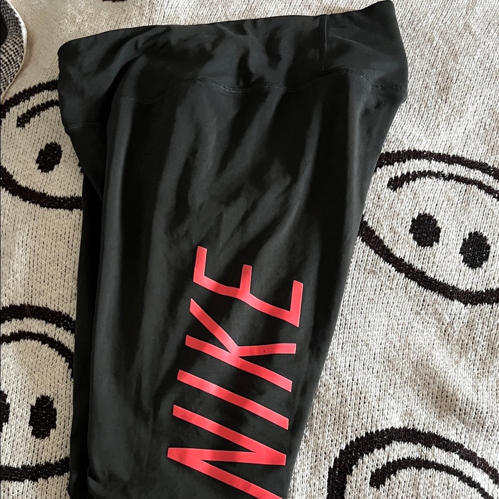 Nike Black Leggings with Pink Logo